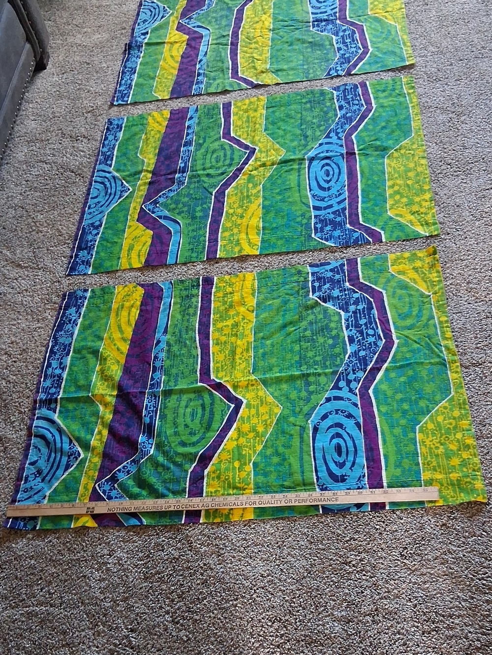 Rare, vintage mid-century modern‎ fabric set 3 Curtains 40" W. X 28" L. each - Picture 4 of 5